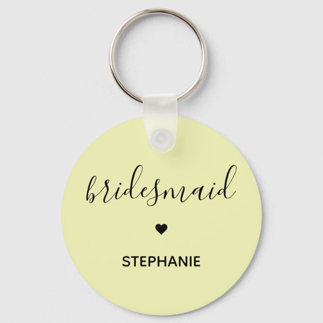 Personalized Minimalist Bridesmaid Custom Gifts Keychain (Front)