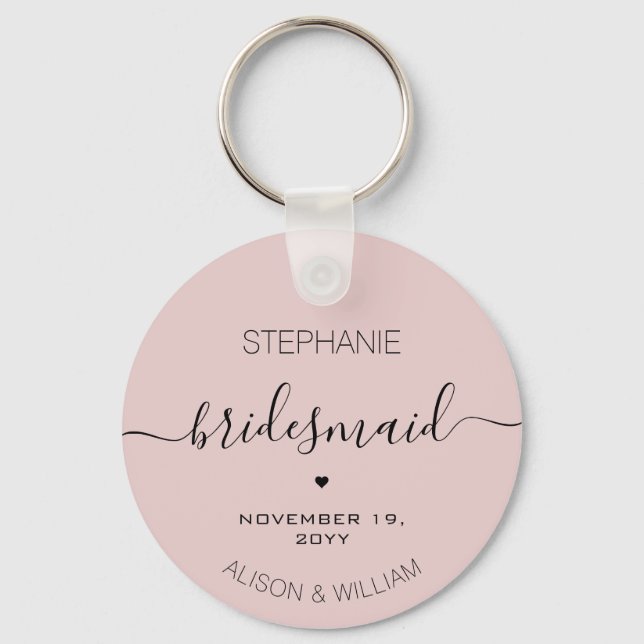 Personalized Minimalist Bridesmaid Custom Gifts Keychain (Front)