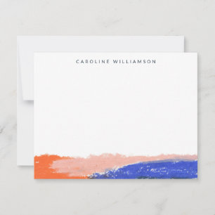Personalized Minimalist Brushstroke Orange Blue Card