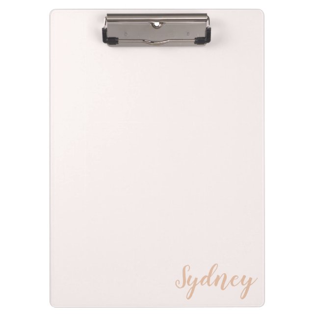 Personalized Minimalist Calligraphy Name Blush Tan Clipboard (Front)