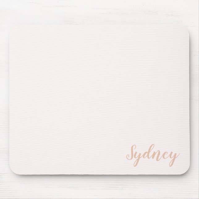 Personalized Minimalist Calligraphy Name Blush Tan Mouse Pad (Front)