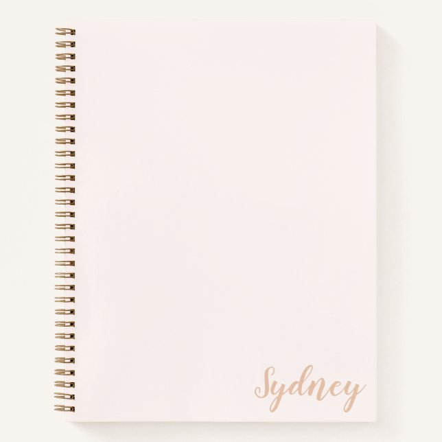 Personalized Minimalist Calligraphy Name Blush Tan Notebook (Front)