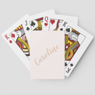 Personalized Minimalist Calligraphy Name Blush Tan Playing Cards