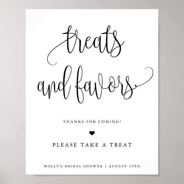 Personalized Minimalist Calligraphy Treats/Favors Poster (Front)
