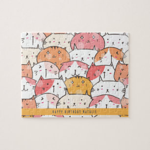 Personalized Minimalist Cat Orange Puzzle  8"x10" 