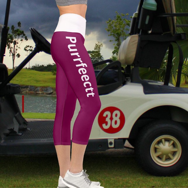 Personalized Minimalist Chic Wine White Name Yoga Capri Leggings (Creator Uploaded)