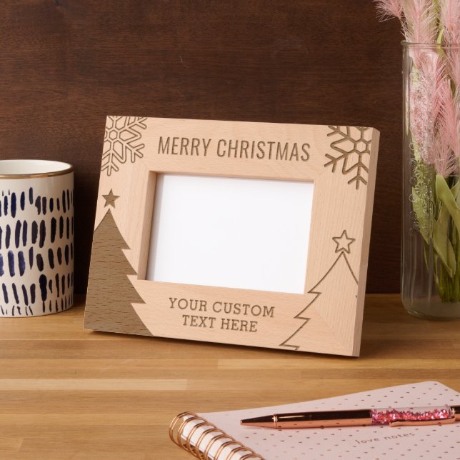 Personalized Minimalist Christmas Tree Festive Etched Frames (Left)