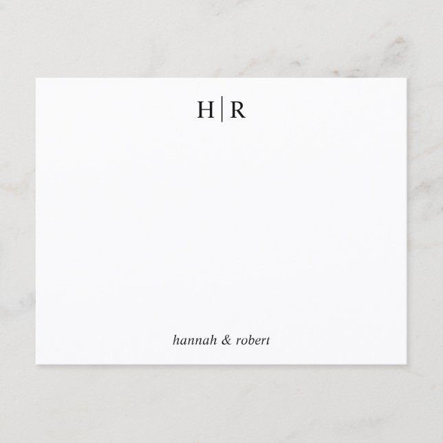 Personalized Minimalist Classic Two Monogram Card (Front)