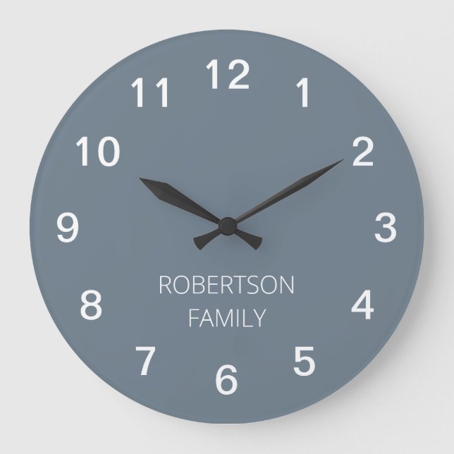Personalized Minimalist Cool Grey Wall Clock (Front)
