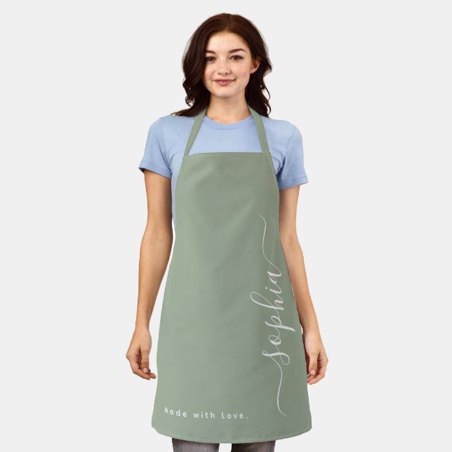 Personalized Minimalist Custom Name  Apron (Worn)