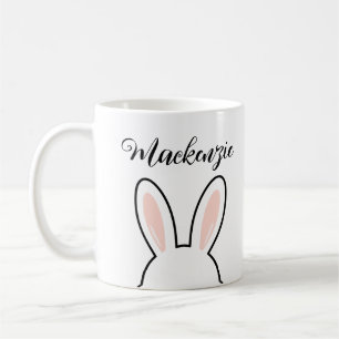 Personalized Minimalist Cute Bunny Ears Easter Coffee Mug