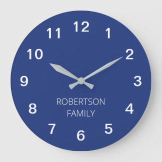 Personalized Minimalist Dark Blue Wall Clock