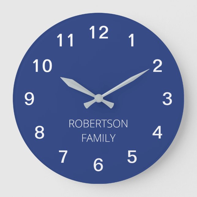 Personalized Minimalist Dark Blue Wall Clock (Front)