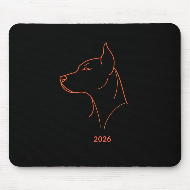 Personalized Minimalist Doberman Line Art Desk Mat Mouse Pad (Front)