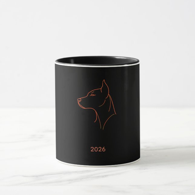 Personalized Minimalist Doberman Line Art Mug (Center)