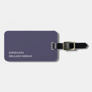Personalized Minimalist Eggplant Purple  Luggage Tag