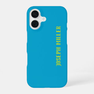 Personalized Minimalist, Elegant Blue and Yellow iPhone 16 Case