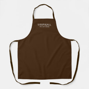 Personalized Minimalist Elegant Brown Thankful Apron