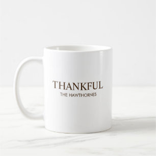 Personalized Minimalist Elegant Brown Thankful Coffee Mug