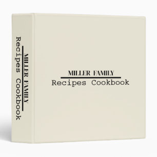 Personalized Minimalist Family Recipe Cookbook Binder
