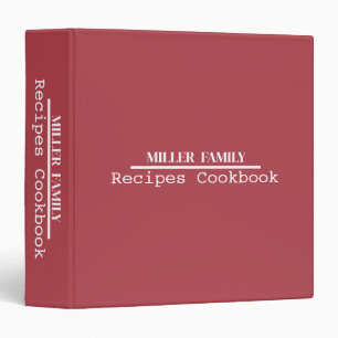 Personalized Minimalist Family Recipe Cookbook Binder