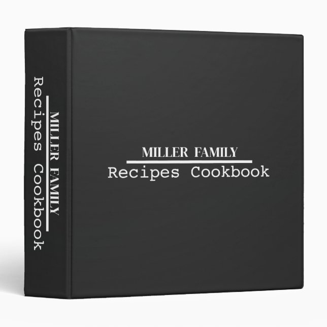 Personalized Minimalist Family Recipe Cookbook  Binder (Front/Spine)
