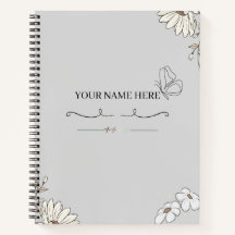 ​Personalized Minimalist Floral Butterfly Notebook