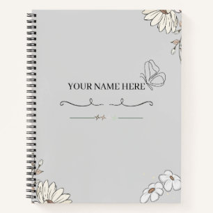 Personalized Minimalist Floral Butterfly Notebook