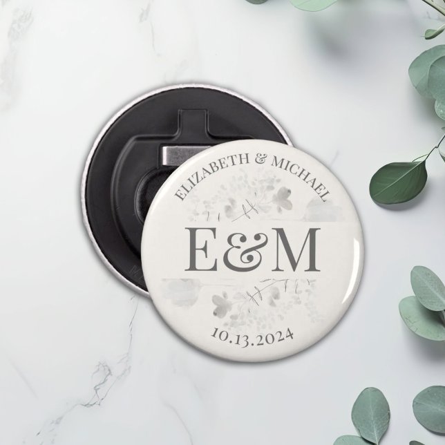 Personalized Minimalist Floral Wedding Favour Bottle Opener (Creator Uploaded)