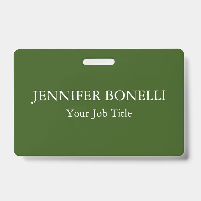 Personalized minimalist forest green customized badge (Front)