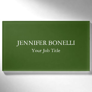 Personalized minimalist forest green customized name tag