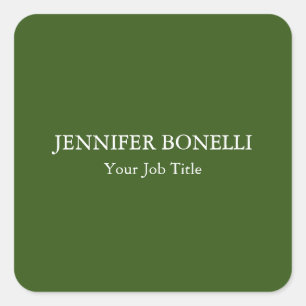 Personalized minimalist forest green customized square sticker