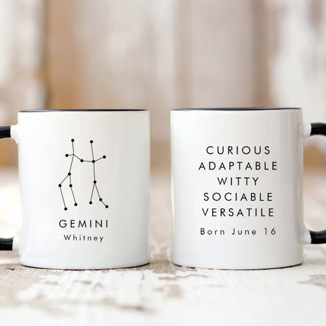 Personalized Minimalist Gemini Zodiac Sign Mug (Creator Uploaded)