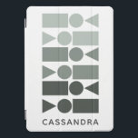 Personalized Minimalist Geometric Monochrome Grey  iPad Pro Cover<br><div class="desc">Protect your iPad in style with this sleek, minimalist cover featuring a modern geometric design in monochrome shades. Perfect for lovers of clean, contemporary aesthetics, this customizable cover includes a variety of shapes in a gradient from light to dark grey, creating a sophisticated look. Add your name for a personal...</div>