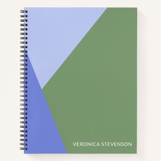 Personalized Minimalist Geometric Purple Green  Notebook (Front)