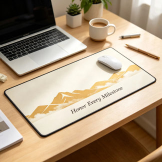 Personalized Minimalist Gold Mountain Company Gift Desk Mat