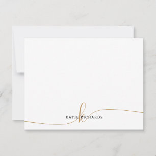 Personalized Minimalist Gold Note Card
