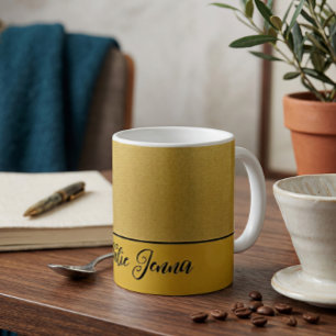 Personalized Minimalist Gold Texture Script Name Coffee Mug