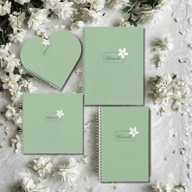 Personalized Minimalist Green Flower Notebook (Creator Uploaded)