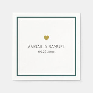 Personalized Minimalist Green White Wedding Napkin