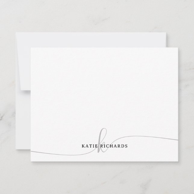 Personalized Minimalist Grey Note Card (Front)