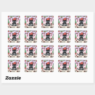 Personalized Minimalist Holiday Cat's Gifts Square Sticker