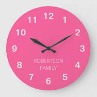 Personalized Minimalist Hot Pink Wall Clock
