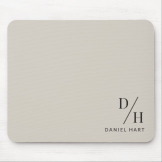 Personalized Minimalist Initial Name Beige Mouse Pad