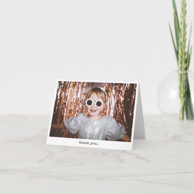 Personalized Minimalist Instant Photo Style Simple Thank You Card (Front)