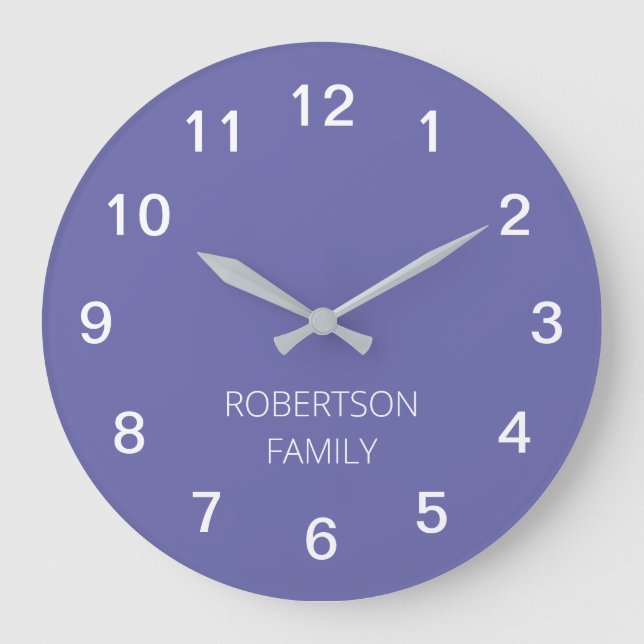 Personalized Minimalist Lavender Purple Wall Clock (Front)