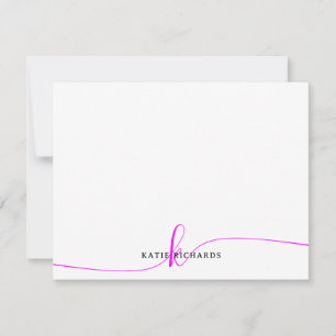 Personalized Minimalist Magenta Pink Note Card