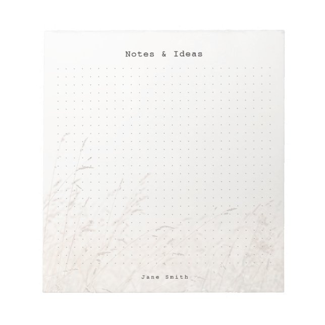 Personalized Minimalist meadow aesthetic dot Grid Notepad (Front)