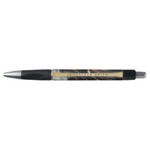 Personalized Minimalist Modern Black Gold Marble Pen