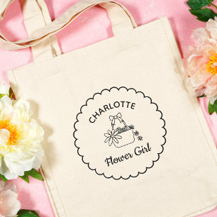 Personalized Minimalist Modern Cute Flower Girl Tote Bag